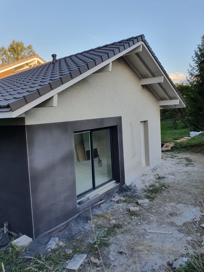 Façade après ravalement Ravalement maison neuve, enduit lissé,Gex | ADA Façades